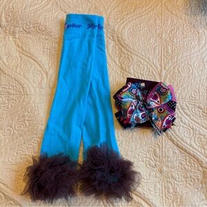 New Girls Hip Together one size blue / brown Tulle leg warmers leggings